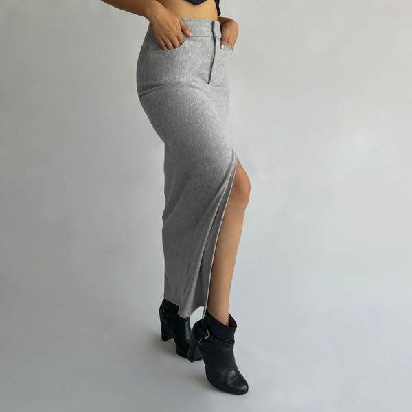Front Slit Denim Skirt | Asphalt
