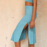 Slit Skirt Cotton | Jade